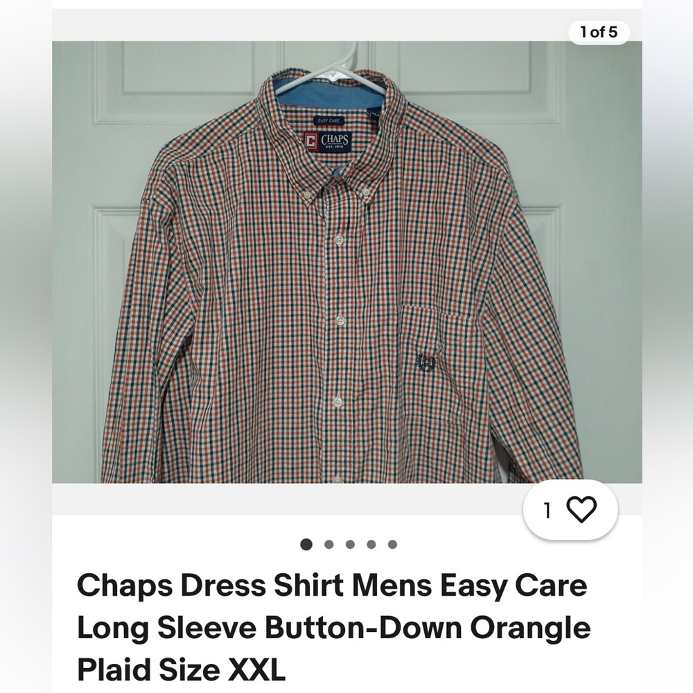 Chaps Men's Orange and Green Plaid Button-Down Shirt | Size XXL
